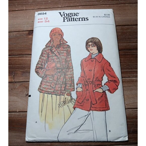 Vintage Vogue 8654 Pattern Misses Loose Fitting Wrap Jacket Uncut - Picture 5 of 6